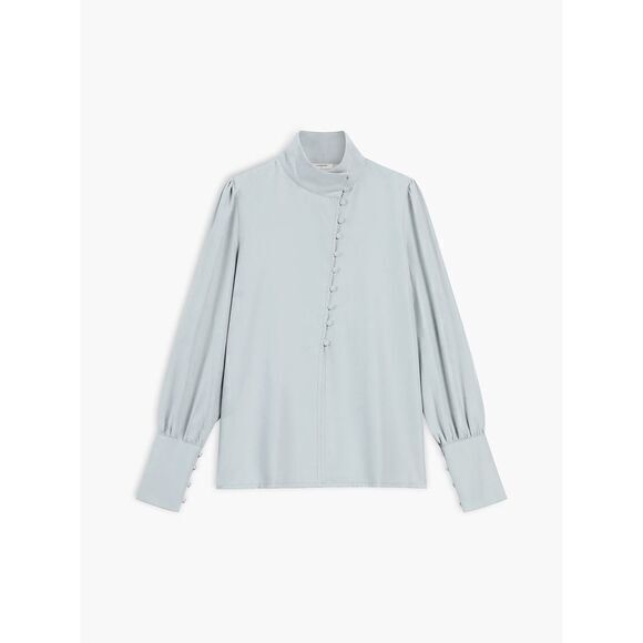 Commense‎ Elegant Sage Green Button-Up Blouse with Puff Sleeves Size XS - Picture 2 of 8